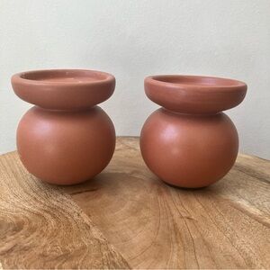 World Market | Terracotta Candle Holder Base Set of Two